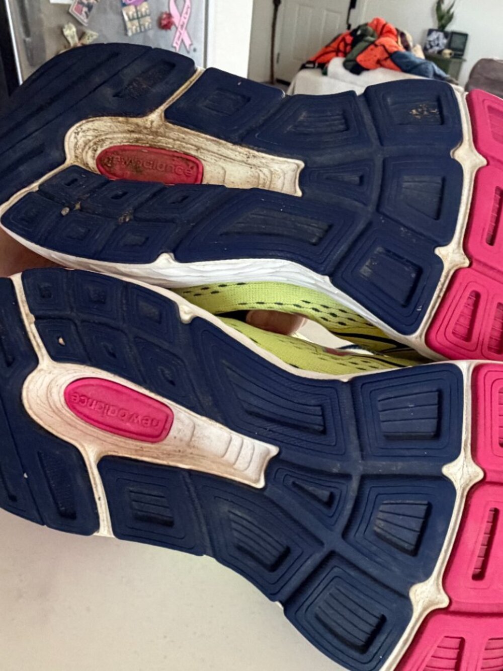 New Balance 680v5 Running Shoes Neon Yellow Pink Blue Athletic Sneakers - Picture 8 of 10